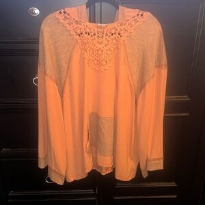 POL Lg Coral Lace Detail Hoodie